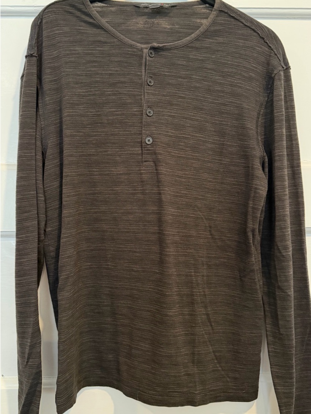 John Varvatos Men's Long-Sleeve Henley in Heathered Grey